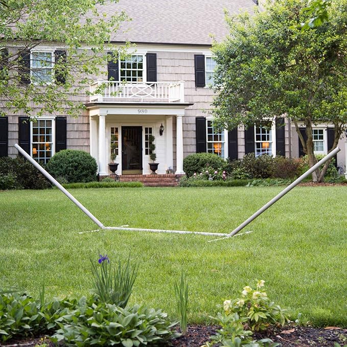 Hatteras Hammocks 15 ft. Tri-Beam Steel Hammock Stand with Right Connection Design and Cape Shield Powder Coating 600 LB Weight Capacity Handcrafted in The USA - Taupe