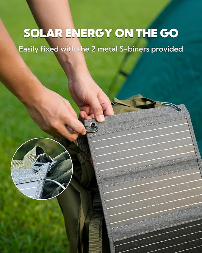 LUMOPAL 30W Foldable Solar Panel Portable Solar Charger with PD USB-C 30W USB-A 18W max Output Backpacking Solar Panel for Camping Ultra Compact Solar Panels for Hiking Trip Outdoor Activities