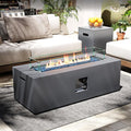 UPHA 42-inch Outdoor Propane Gas Fire Pit Table 50000 BTU Iron Rectangle Firepit for Outside Patio with Tank Hidden Table Wind Guard Removable Lid Blue Glass Rocks Rain Cover Grey