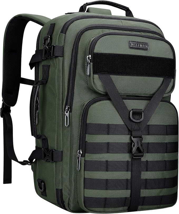 WITZMAN Carry On Travel Backpack for Men Large Convertible 45L Fit 17 Inch Laptop Backpack 3 in 1 Bag for Airline Approved(B688 Light Green)