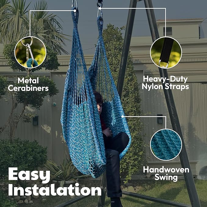 Abby &amp Noah Autism Sensory Swing for Adults &amp Kids | ADHD Indoor &amp Outdoor Swing | Ceiling Hanging Sensory Hammock for Therapy | Holds Up-to 600Lbs | Autism Sensory Products (Large - 80x6