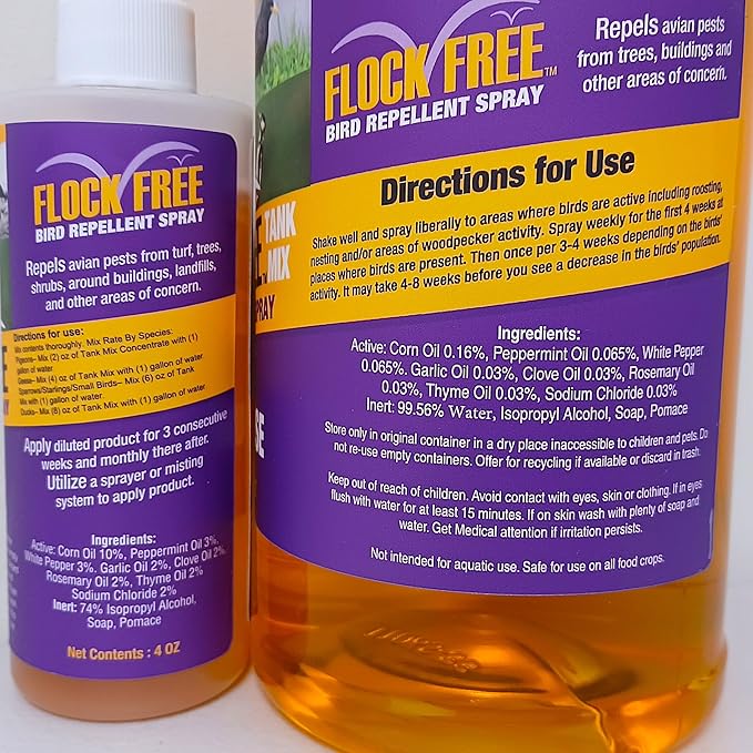 Bird Repellent Spray Bundle Ready to Use Bird Spray 32oz + Concentrate 4oz Refill
