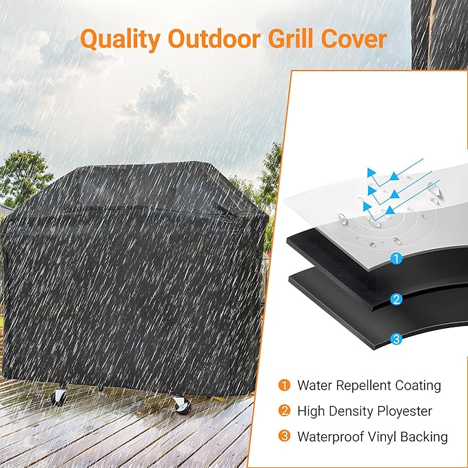 3 Burner Gas Grill with Cloth Cover – High-Powered 51000 BTU Burners Stainless Steel Construction Ample Cooking Space – Perfect for Backyard Barbecues Parties and Family Gatherings