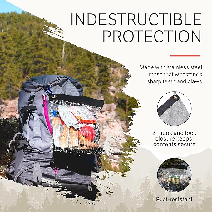 RATSACK Rodent Proof Bear Bags - Ultralight Stainless Steel Mesh Bag for Camping Food Storage - Sturdy and Rust-Resistant Sack with Lock and Grommet For Easy Hanging