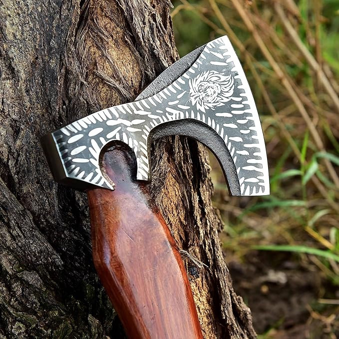 SS SMART &amp SHARP SPORTS INC Custom Handmade High Carbon Steel Viking Axe Real HatchetGift for hIm19 inches SS-17612 with Wooden Box