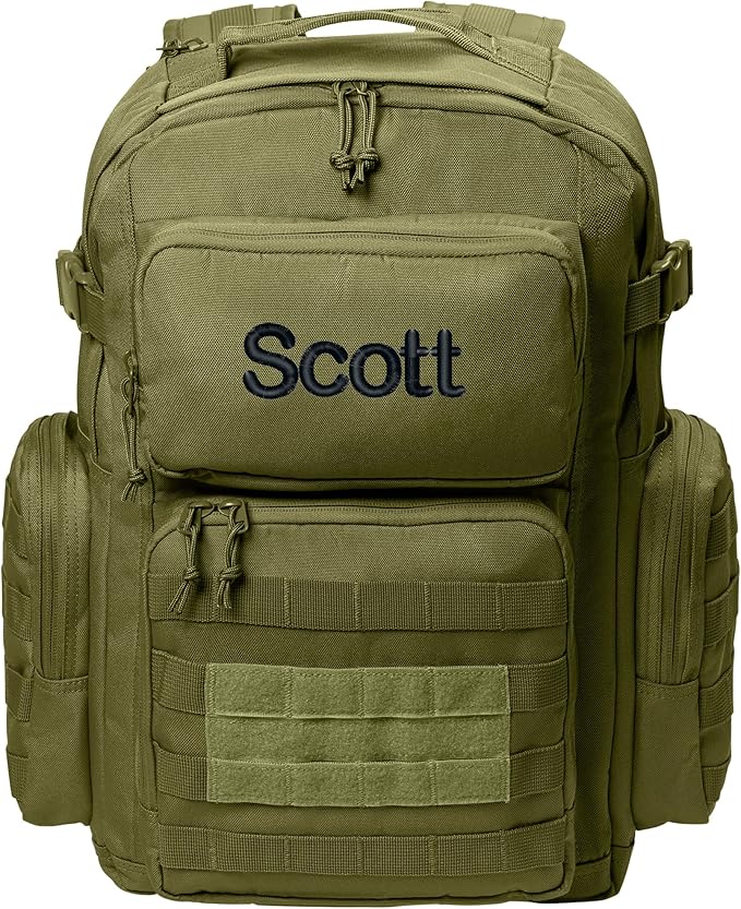 Personalized Tactical Backpack Range Bag Loop Panel for Badges and Patches Military Bag Monogrammed Name Olive Drab