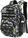 Military Tactical Backpack for Men Army 3 Days Assault Pack Bag with Molle System for Outdoor Adventures (green leaves 30L)