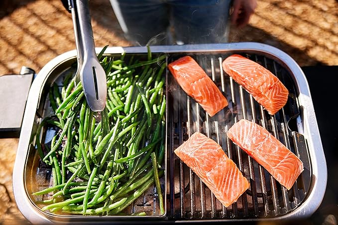 Weber Lumin Portable Outdoor Electric Barbecue Grill for Small Spaces and Travel Seafoam Green