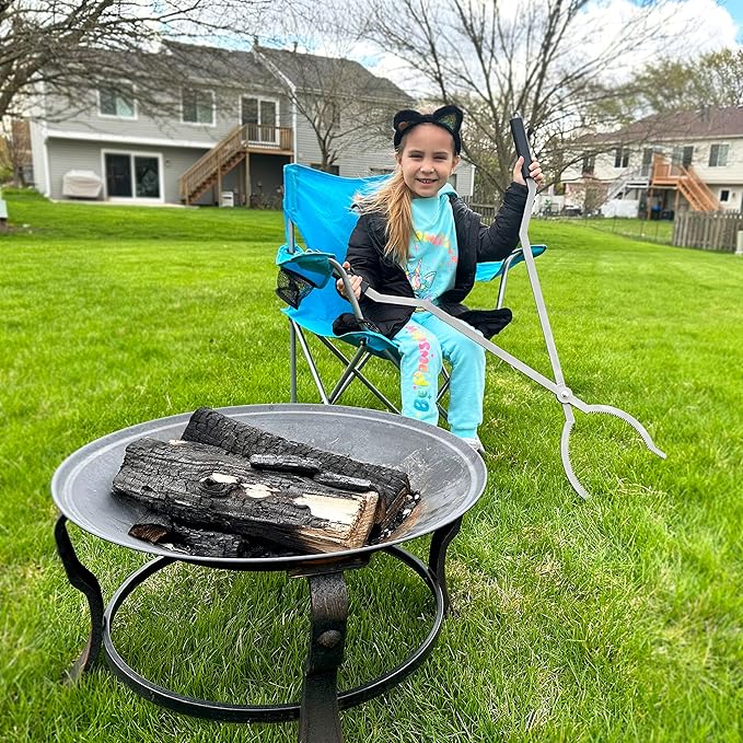 40 Fire Tongs Firewood Grabbers and Fire Poker Set Stainless Steel Large Log Grabbers for Outdoor Fireset Fire Pit Bonfire Campfire Backyard Deck Indoor Fireplace Tools Set