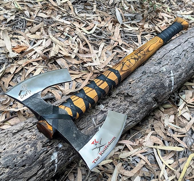 FS Crafts AxeVS003B 34 Double Head Berserker Axe Two Hand Axe Broad Axe Hewing Axe Double Edged Battle Axe Large Norse Axe Double Blade Axe Big Viking Axe Hand Forged Axe Blade Axe