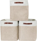 DECOMOMO Extra Large Storage Baskets 54.5L Fabric Storage Bins for Organizing Linen Closet Nursery (Khaki &amp White XXXL - 3 pack)