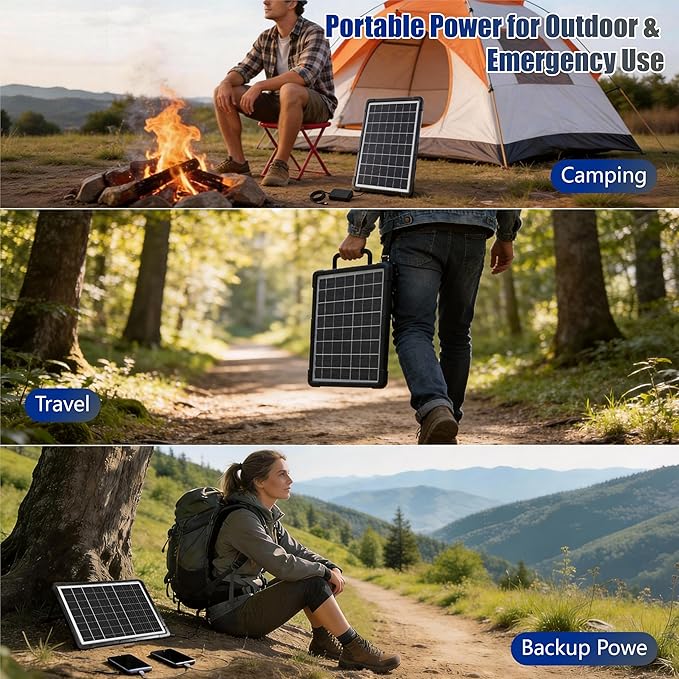 20W Hybrid Solar Battery Charger &amp Maintainer 12V + USB Hub Kit - Waterproof Trickle Charger for Car Boat RV Motorcycle - Universal 5-in-1 Portable Solar Panel for Phone Camping