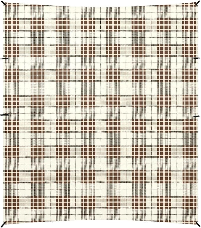 ALAZA Brown Grid Tartan Checkered Beach Tent Sun Shelter UPF50+ Protection Beach Shade Canopy w/ 4 Sandbags for Outdoor Camping Fishing Backyard Fun Picnic 10x9 ft