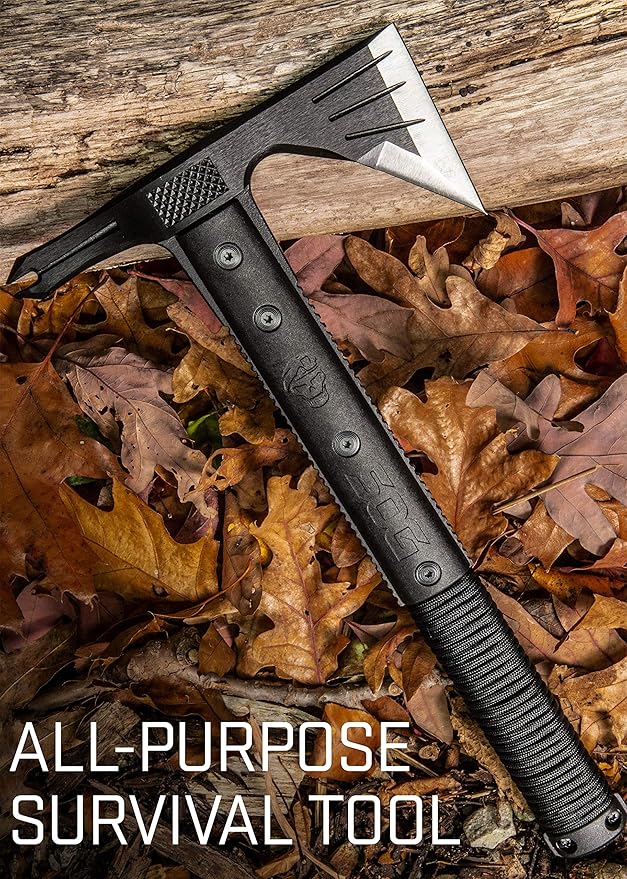 SOG Survival Hawk - Specialty Outdoor Tactical Hatchet Fire Starter Nail Puller &amp Entrenching Tool- 18.25 Inch Folding Survival Shovel