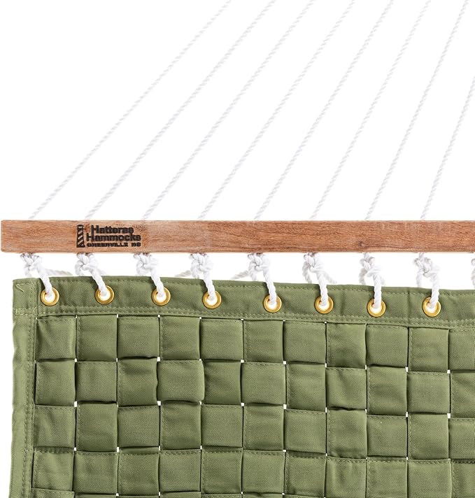 Hatteras Hammocks Light Green Soft Weave Hammock with Free Extension Chains &amp Tree Hooks Accommodates 2 People 450 LB Weight Capacity 13 ft. x 55 in.