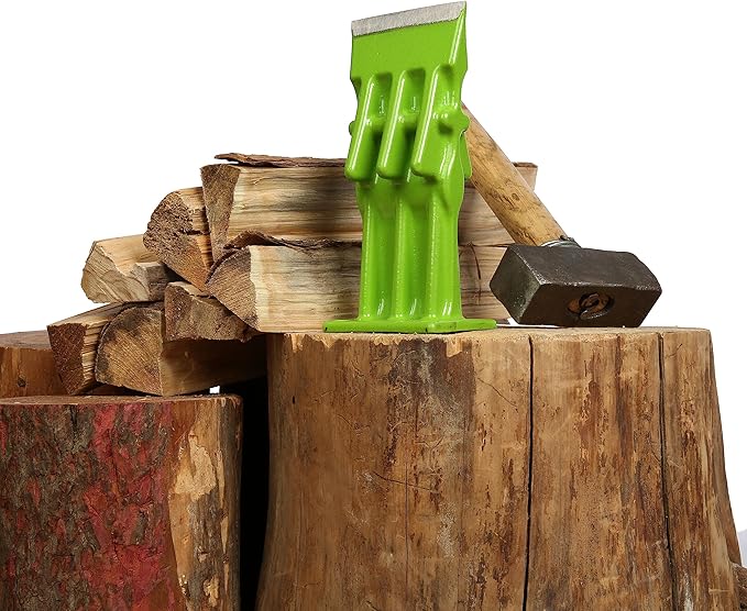 SPEED FORCE Firewood Kindling Log Wood Splitter – No Axe! Wedge Point Splits Firewood 3 Inch Green with Safety Cover
