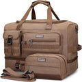 WITZMAN Duffle Bag for Men 50L Canvas Weekender Overnight Bag with Toiletry Bag Sets Travel Duffel Bag Shoes Compartment（A8010/2 Brown）