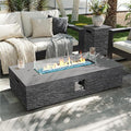 UPHA 56-inch Outdoor Propane Gas Fire Pit Table 50000 BTU Concrete Rectangle FirePit for Outside Patio with Propane Tank Cover Wind Guard Blue Glass Rocks Rain Cover Grey