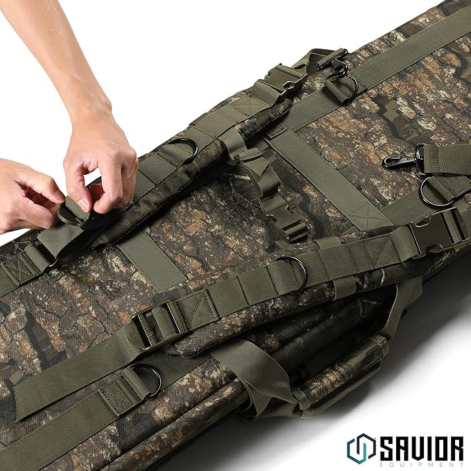 Savior Equipment American Classic Tactical Double Long Gun Bag Pistol Transportation Case w/Backpack Strap Lockable Compartment Available Length in 32 36 42 46 51 55