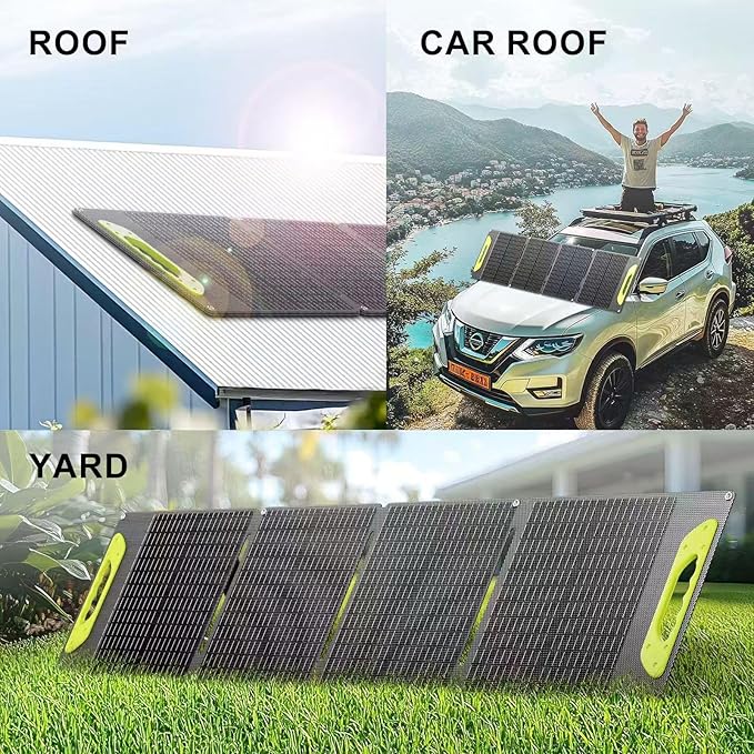 100W Foldable Solar Panel kit with ControllerPortable Solar Charger for Portable Power StationPhoneLaptopwith M-C4 to DC5525 OutputUSB-CUSB-A Port When Camping Fishing Van RV Road Trip
