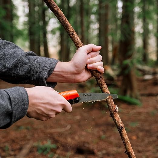 GEAR AID Skara Dual Position Folding Camp Saw and Protector Sheath Ideal for Cutting 2.5” Diameter Wood for Camping Hiking Trail Maintenance Hunting and General Pruning