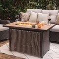 Nuu Garden Propane Fire Pit Table CSA Certified 43 Inch 50000 BTU Outdoor Gas Fire Pit Table with Ceramic Tabletop 7 lbs Glass Stone and Oxford Cover Dark Brown and Coffee