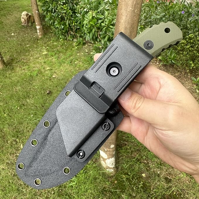 Fixed Blade Knife with Sheath 3.9 D2 Steel Survival Knives for Camping Bushcraft Hunting Ergonomic G10 Handle Outdoor Survival Gear Gift for Men Green