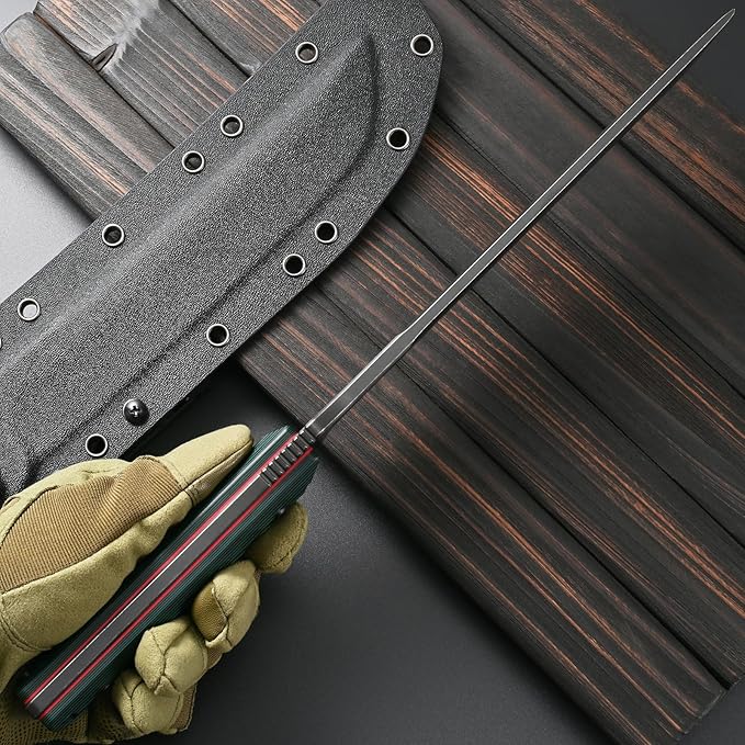 Sitivien ST25 Fixed Blade Knife AUS-10 Black Stonewashed Steel Blade Two Tone G10 Handle Full Tang EDC Tool Straight Knife for Working Camping Hunting(Green)