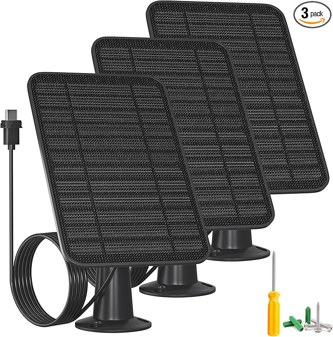 5W Solar Panel Compatible with Blink Outdoor 4(4th Gen)/Outdoor 2K+ Camera Solar Panel Charger for Blink Camera with 13.1ft Cable Rubber Plug IP65 Weatherproof Includes Secure Wall Mount 3 Pack