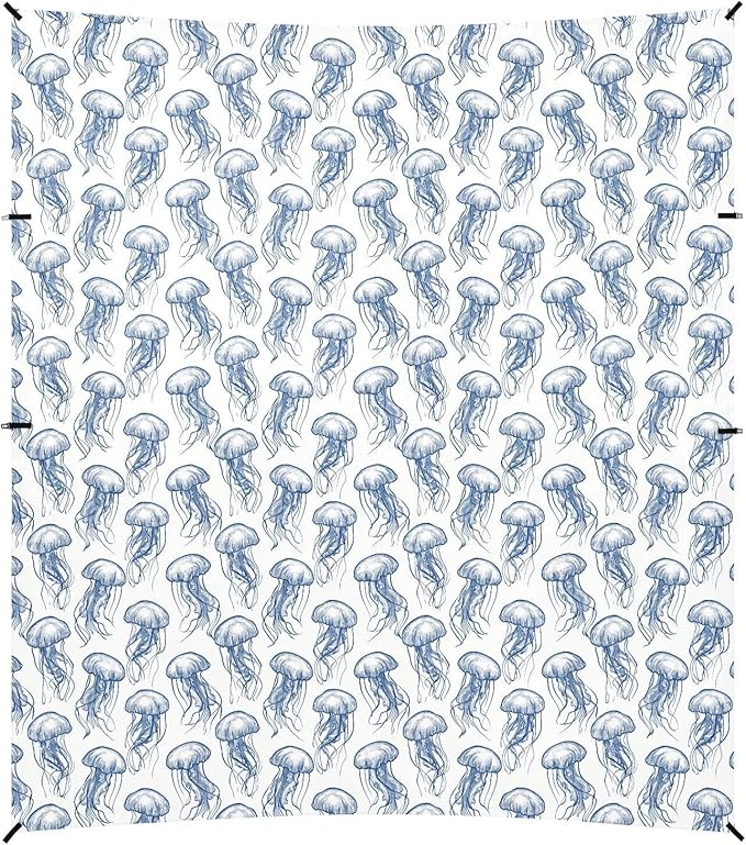 ALAZA Blue Jellyfish Print Beach Tent Sun Shelter UPF50+ Protection Beach Shade Canopy w/ 4 Sandbags for Outdoor Camping Fishing Backyard Fun Picnic 10x9 ft