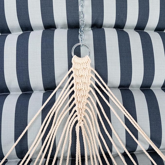 Hatteras Hammocks Expressive Mist Sunbrella Pillowtop Hammock with Free Extension Chains &amp Tree Hooks Handcrafted in The USA Accommodates 2 People 450 LB Weight Capacity 13 ft. x 55 in.