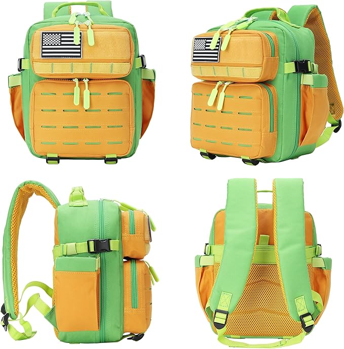 9L Mini Tactical Backpack for Men and Women Tactical Backpack Small for Hiking Small Tactical Bag (Orange&ampGreen)