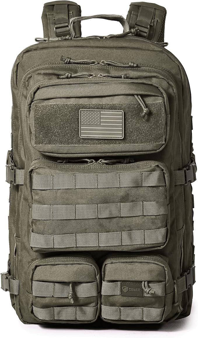 Falko Tactical Backpack for Men and Women 50L Backpack 2.4x Stronger Large Military Molle Rucksack Bugout Backpack Outdoors