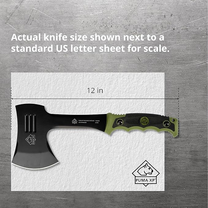 Puma XP Packable Camping Hatchet with Green Rubber Handle