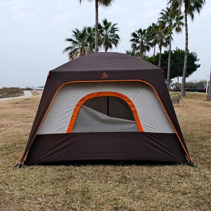 KTT Large Tent 6-8-10-12 PersonFamily Cabin Tents2 Rooms2 Doors and 4 Windows with MeshStraight WallWaterproofDouble LayerBig Tents for OutdoorPicnicCampingFamily Gathering