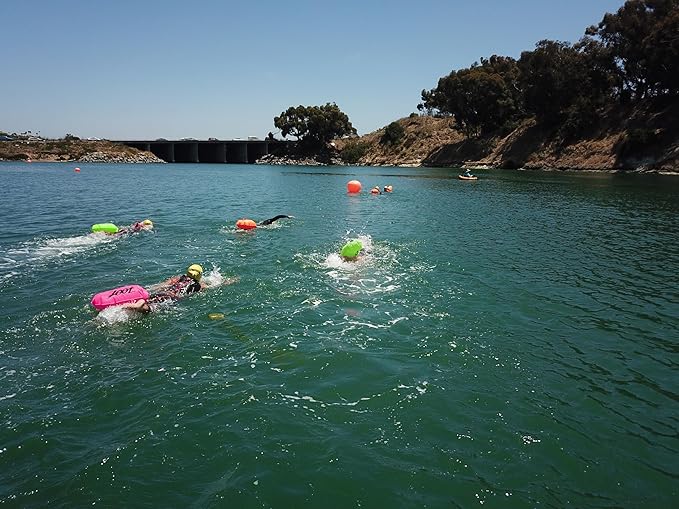 Zoot Ultra Swim Safety Buoy &amp Dry Bag High-Visibility Open-Water Safety Floatation Device with Storage for Long-Distance Swimming Training Sessions (15L) - Neon Pink - 15L