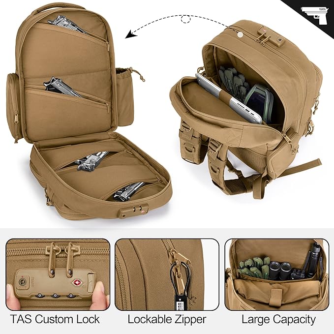 GOBUROS Tactical Pistol Backpack Can Hold 4 Handguns 12 Mags and Tactical Pistol Magazine Storage Bag