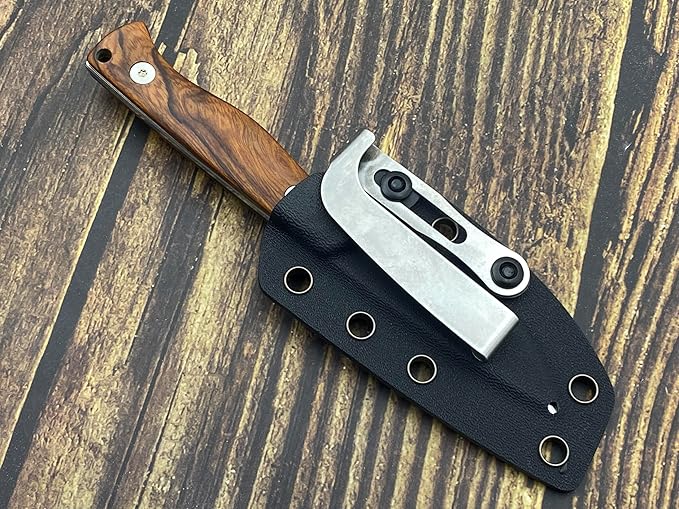 TWO SUN SixLeaf SL-41-Wood Micro Fixed Blade Knife M390 Steel Desert Ironwood handle Belt Sheath EDC Mini Tool