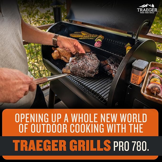Traeger Grills Pro 780 Wood Pellet Smoker Grill 6-in-1 BBQ Pellet Grill Combo WiFi and App-Connected Electric Smoker 780 Square Inches of Grilling Area Temperature Control Black Finish