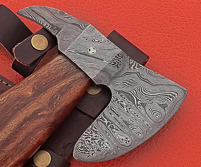 Smart &amp Sharp Hand Forge Custom Made Hatchet Axe Hand Made Damascus Steel Blade/Best Gift/Gift for him SS-17347(Rose Wood) (Rose Wood) (Rose Wood)