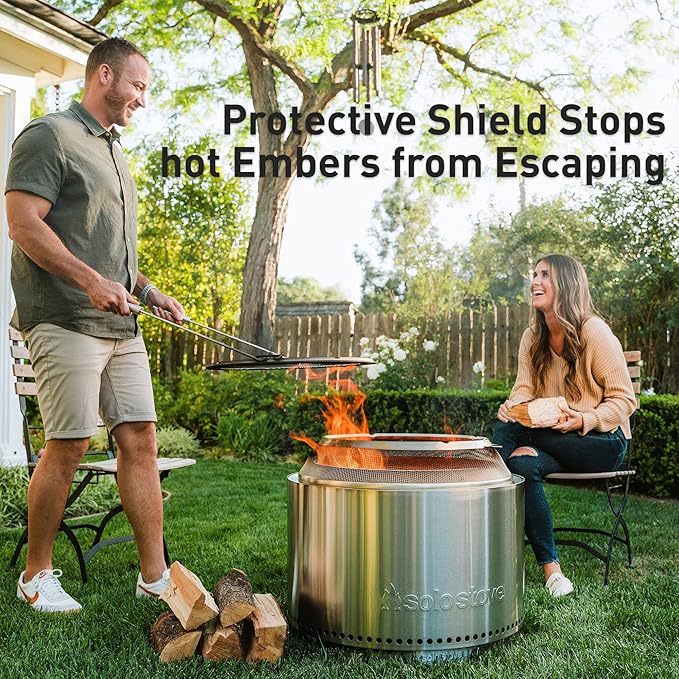 Solo Stove Yukon Big Yard Bundle 2.0 | Incl. Yukon Smokeless Fire Pit with Stand Shelter Shield Portable for Wood Burning Removable Ash Pan Stainless Steel H: 19.8in x Dia: 27in 50.85lbs