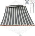 GAFETE Hammock 2 Person Quilted Fabric Hammocks for Outside Double 12ft Hammocks with Spreader Bar Large Removable Pillow Storage Bag Carabiners Max 475 lbs Capacity (Mountain Mist Gray)
