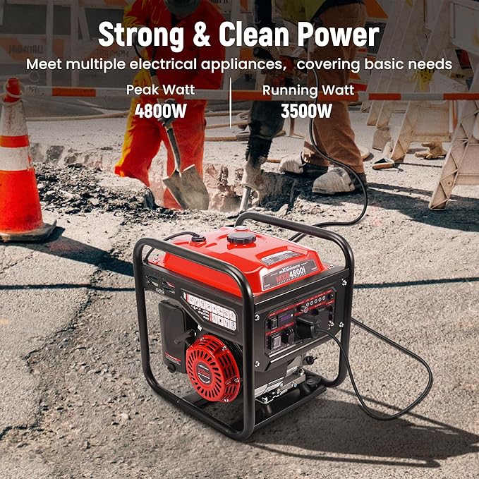 maXpeedingrods 4800 Watt Portable Inverter Generator Gas Powered Open Frame Generator with ECO Mode Lightweight for Outdoor Camping Home Backup Garden