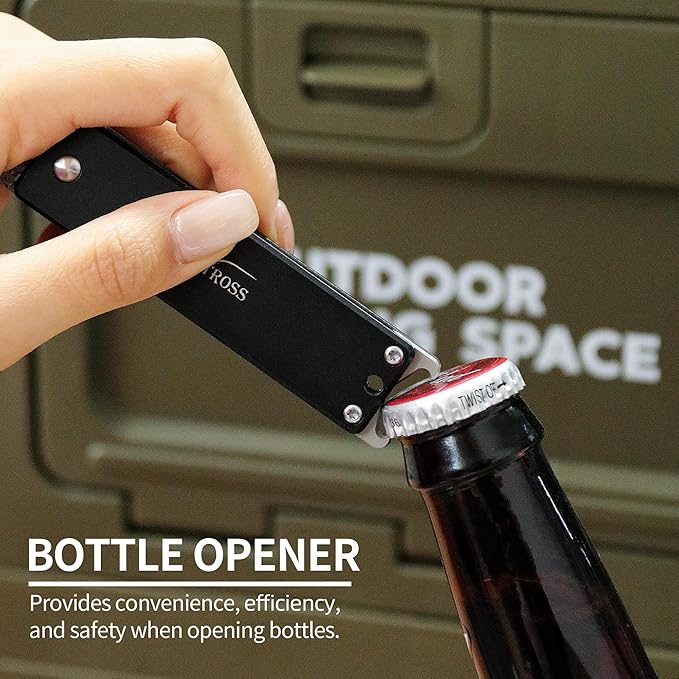 ALBATROSS Damascus Steel Pocket Knife - Stocking Stuffer for Men Women 3.5 Black Titanium Alloy Box Cutter - EDC Keychain Gadgets with Bottle Opener Mother's Day Father's Day Birthday Gifts