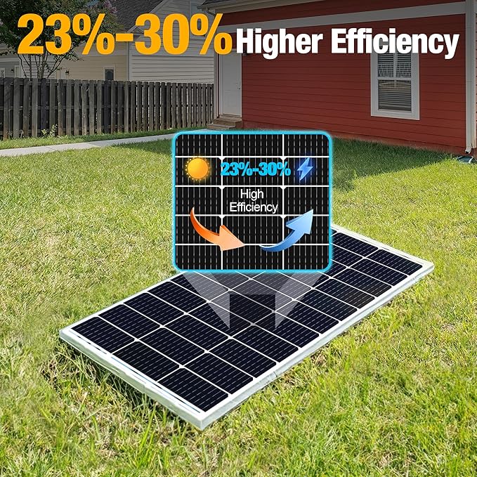 SOLPERK 100 Watt Solar Panel 12 Volt 100W Solar Panel High-Efficiency Monocrystalline Solar Panels for Home RV Camping Marine Rooftop Off-Grid Applications