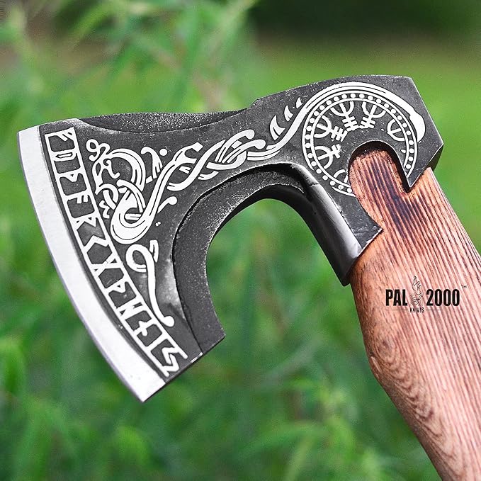 Splitting Axe Camping Chopping Hatchet Viking Tomahawk Battle Hunting Outdoor Solid Wood Handle 3016