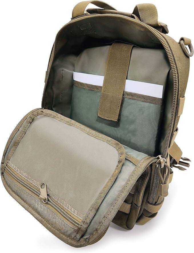 Silfrae Tactical Sling Bag Military Single Shoulder Backpack Chest Bag Range Bags (Sand)