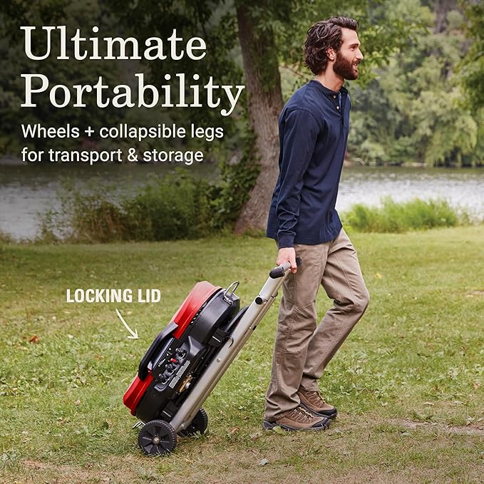 Coleman RoadTrip 285 Portable Stand-Up Propane Grill with 3 Adjustable Burners &amp Instastart Ignition 20000 BTUs of Power for Outdoor Cooking Camping Tailgating Grilling BBQs &amp More