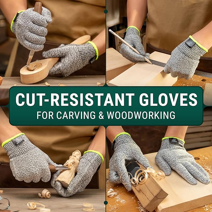 BeaverCraft BSH3 Bushcraft Knife CRG_M Whittling Woodworking Gloves Gloves for Food Prep