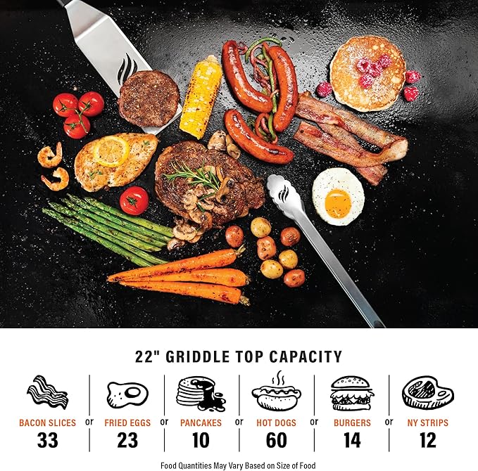 Blackstone 1666 22” Tabletop Griddle with Stainless Steel Faceplate Powder Coated Steel Black